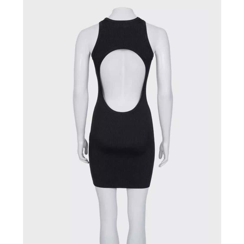Celine Logo Bodycon Blend Dress Black Silk Very good condition - Inside View