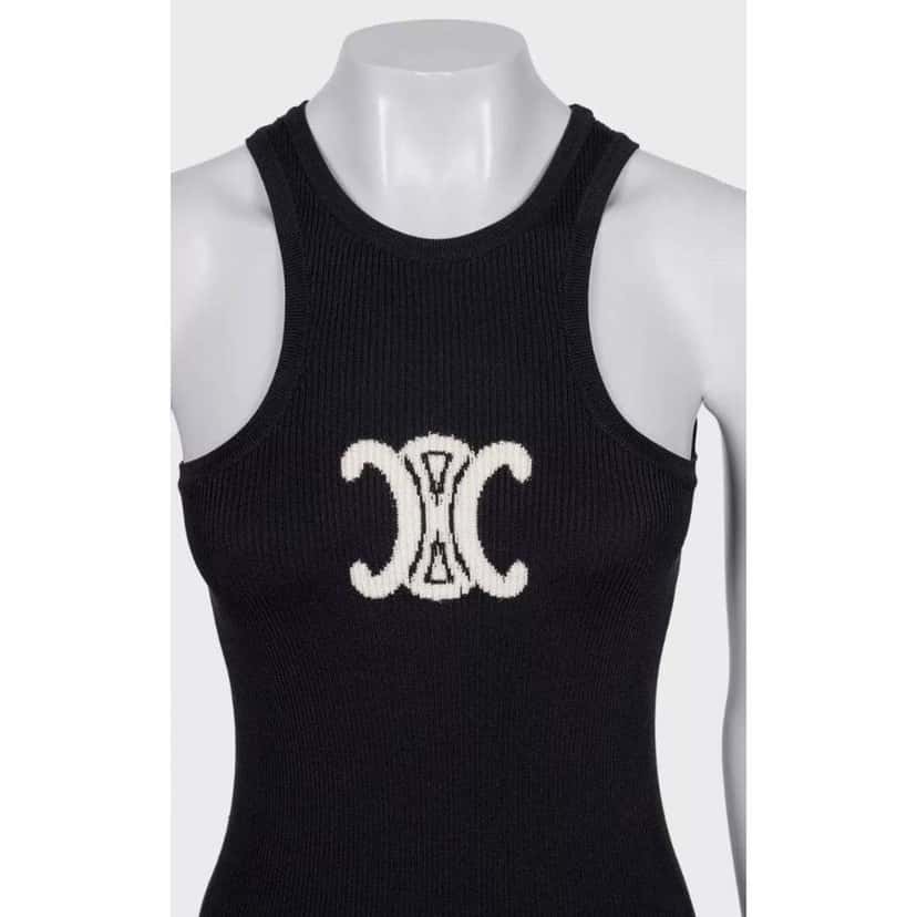 Celine Logo Bodycon Blend Dress Black Silk Very good condition - Model View