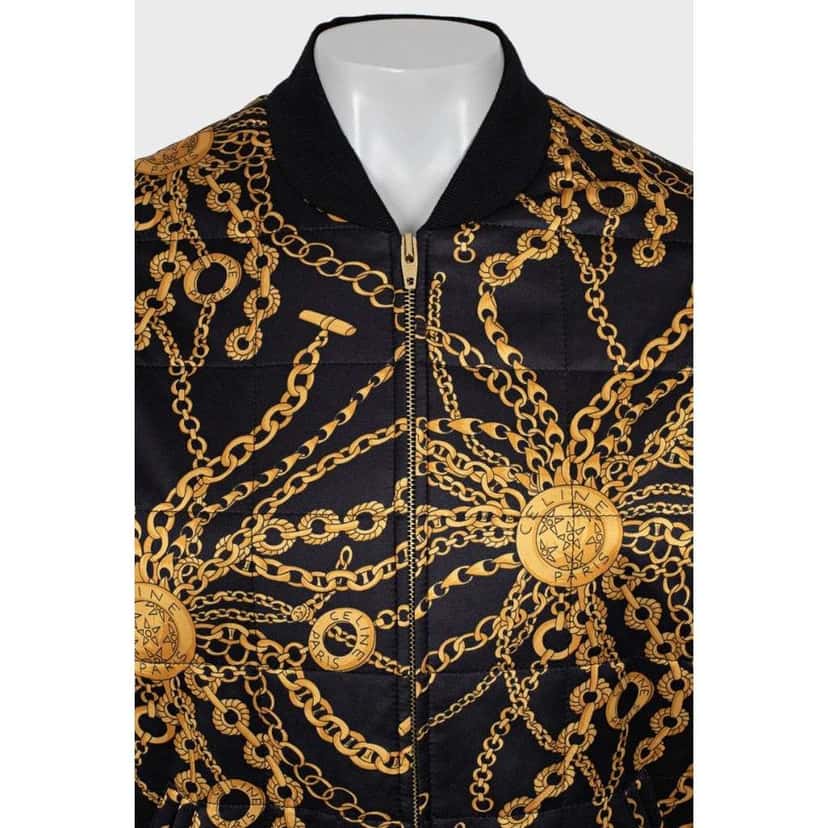 Celine Signature Print Bomber Jacket Black Wool Very good condition - Model View