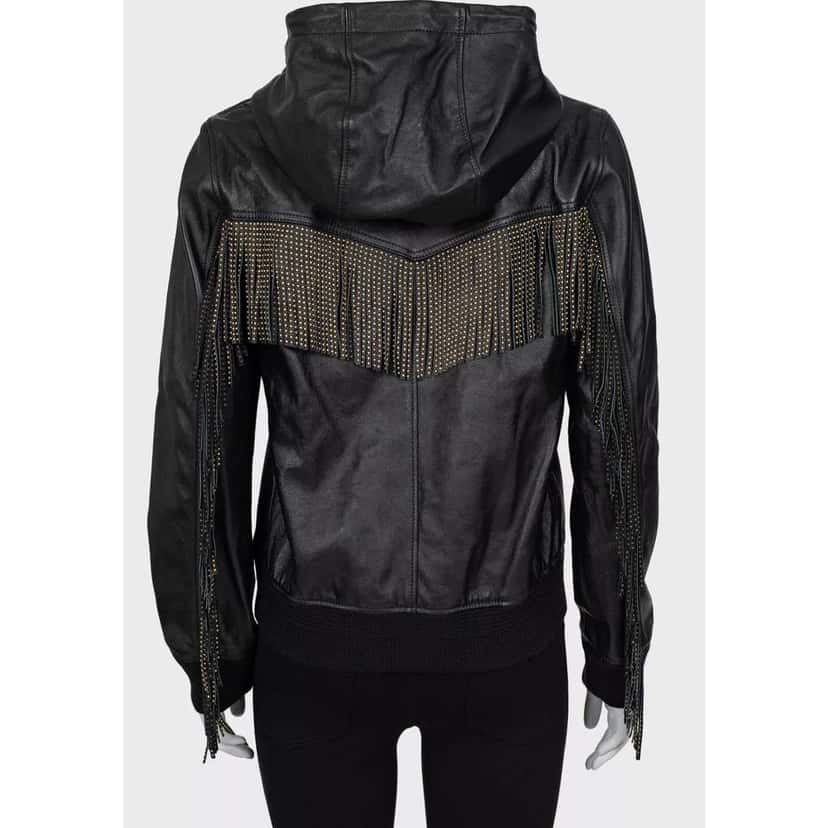 Saint Laurent Fringe Jacket Black Leather Good condition - Inside View