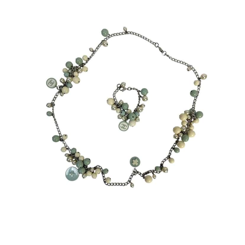 Chanel jewelry set of necklace and Black Lace Very good condition - Box View