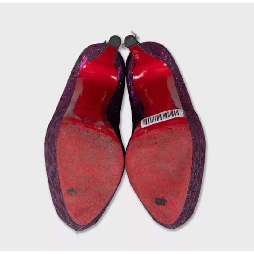 Christian Louboutin Glitter Open Toe Heels Silver Leather Very good condition - Box View