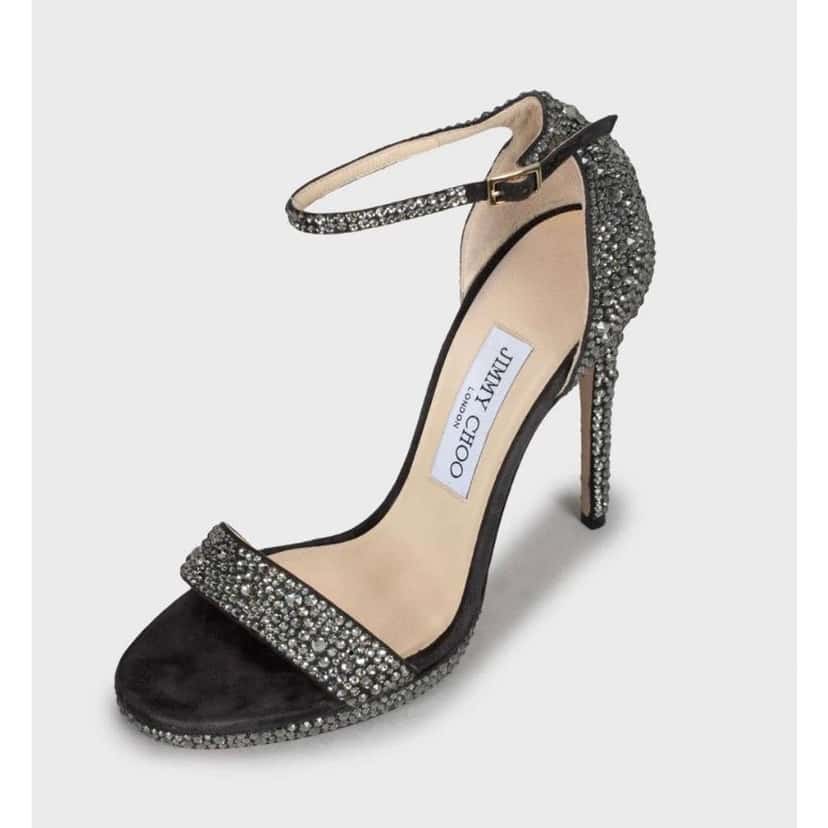 Jimmy Choo Misty 120 Glitter Sandals Grey Suede Very good condition - Inside View