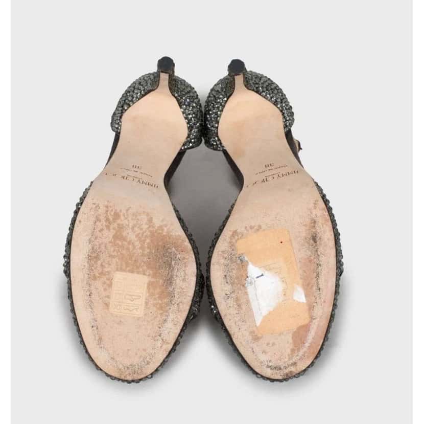 Jimmy Choo Misty 120 Glitter Sandals Grey Suede Very good condition - Box View