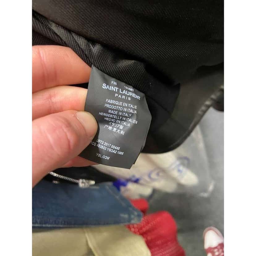 Saint Laurent Cropped Embroidered Jacket Red Leather Good condition - Box View