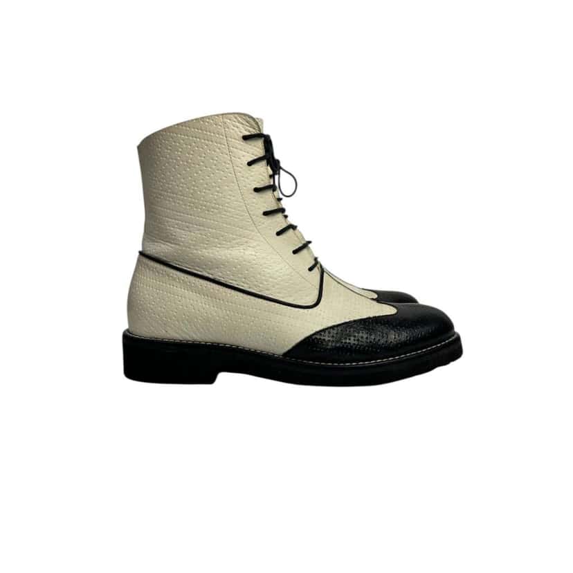 Chanel Combat Boots Black Leather Good condition - Back View