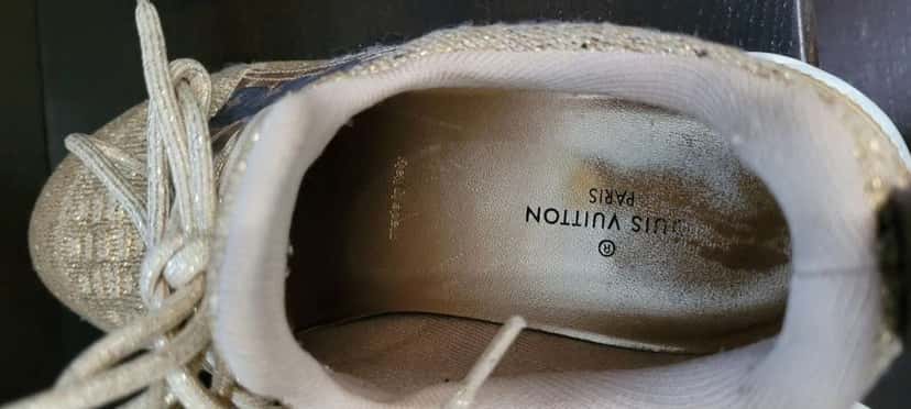 Louis Vuitton Knit Fabric Aftergame Sneakers Gold Leather Very good condition - Box View