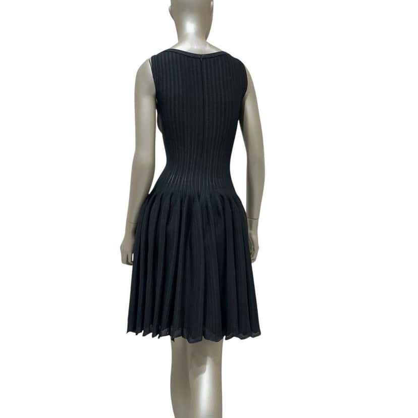 Alaïa Viscose Pleated Mini Dress Black Very good condition - Inside View