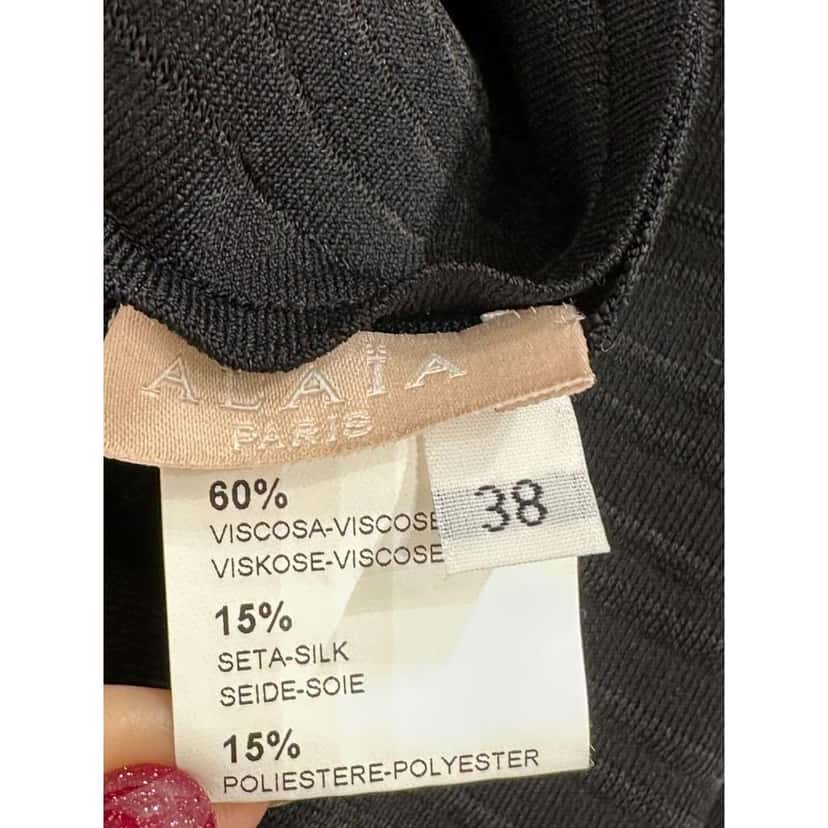 Alaïa Viscose Pleated Mini Dress Black Very good condition - Model View