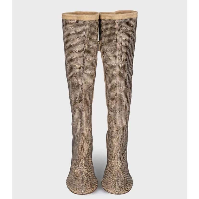 Bottega Veneta Embellished Boots Gold Leather Very good condition - Back View