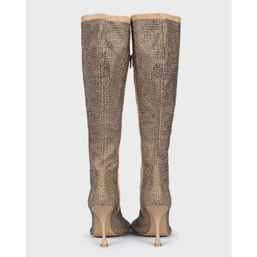 Bottega Veneta Embellished Boots Gold Leather Very good condition - Model View