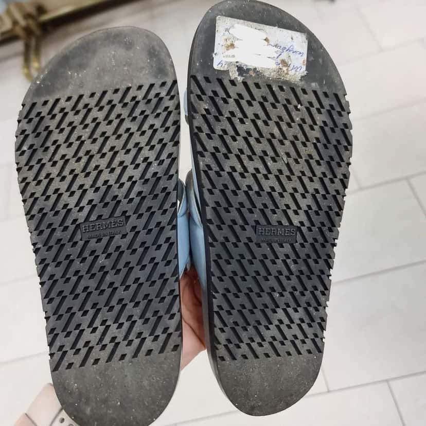 Hermès Hermes Extra Sandals Flip Flops Blue Leather Very good condition - Model View