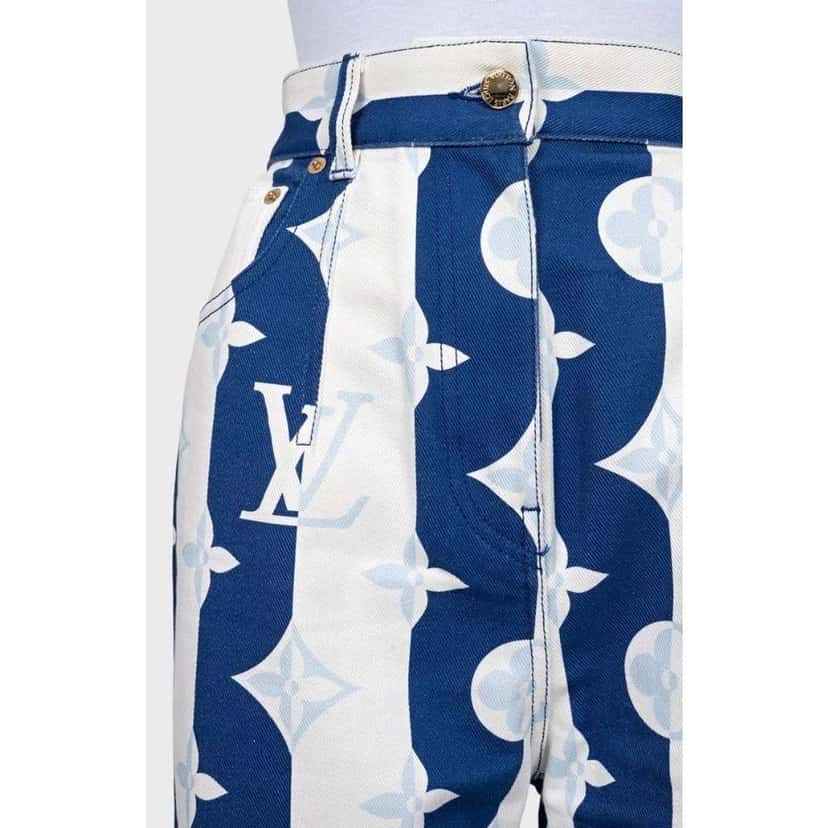 Louis Vuitton Monogram Striped Tapered Jeans MultiColor Cotton Very good condition - Model View