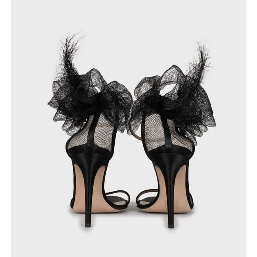 Valentino Garavani Valentino Bow Stiletto Sandals Black Suede Very good condition - Model View