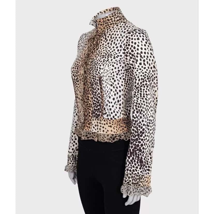 Roberto Cavalli Animal Print Fitted Jacket Black Cotton Very good condition - Back View