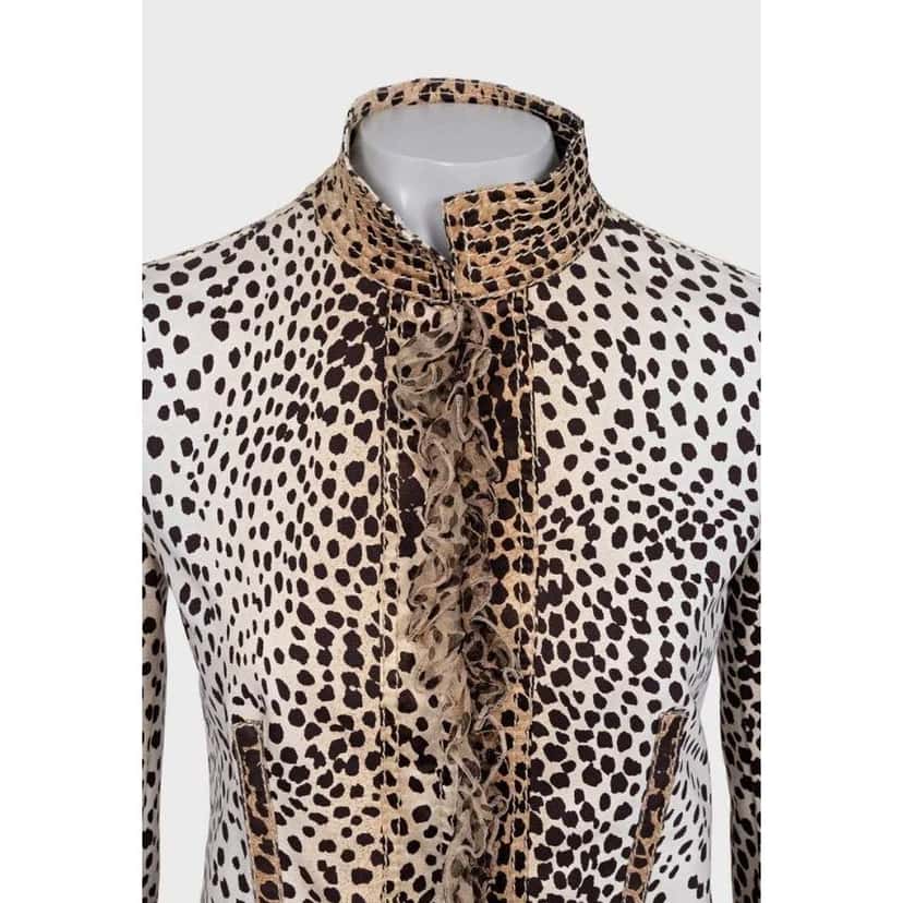 Roberto Cavalli Animal Print Fitted Jacket Black Cotton Very good condition - Model View