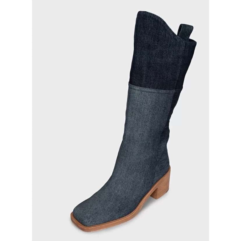 Chanel Logo Boots Ankle Booties Blue Leather Very good condition - Inside View