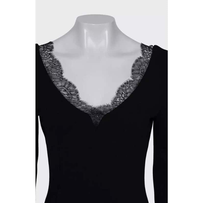 Dolce & Gabbana Lace Trim Fitted Dress Black Lace Very good condition - Model View