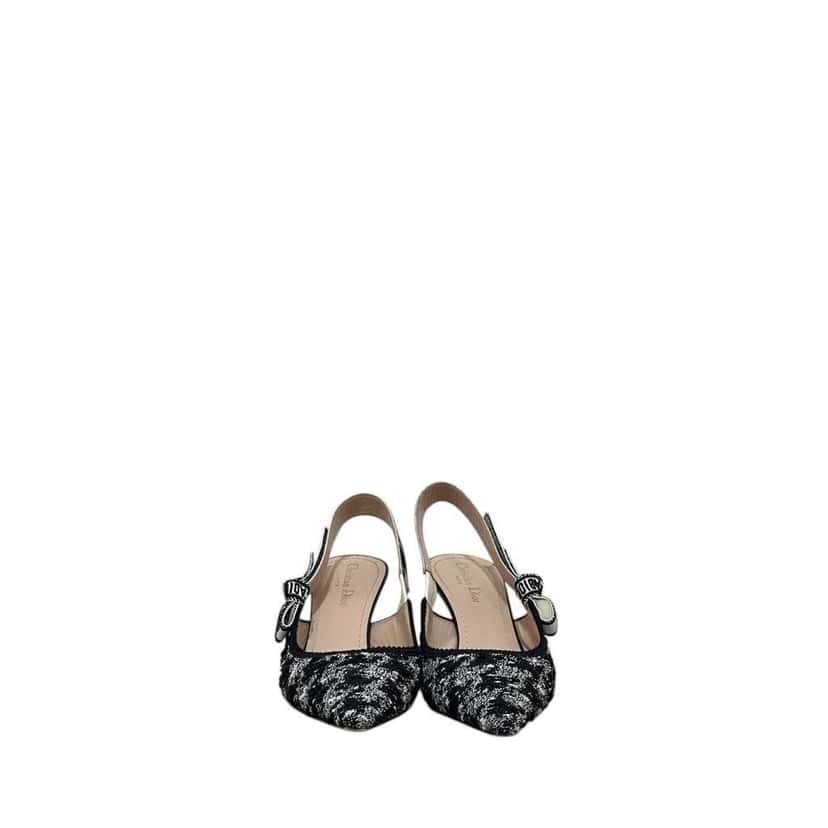 Dior J’A Houndstooth Slingback Pumps Black Leather Very good condition - Model View