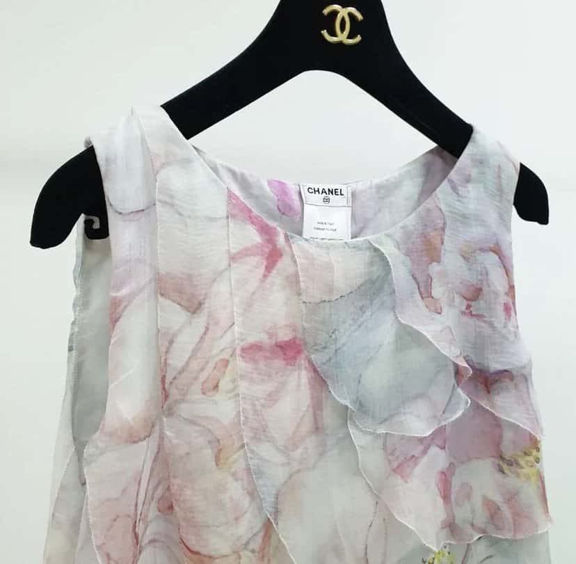 Chanel Floral Print Ruffle Blouse MultiColor Silk Very good condition - Back View