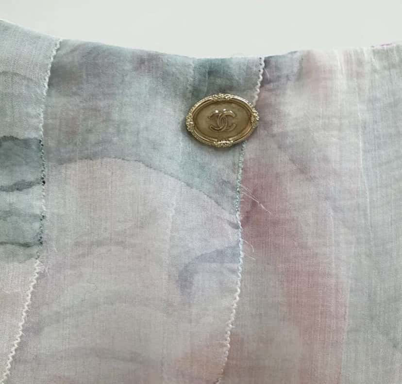 Chanel Floral Print Ruffle Blouse MultiColor Silk Very good condition - Model View