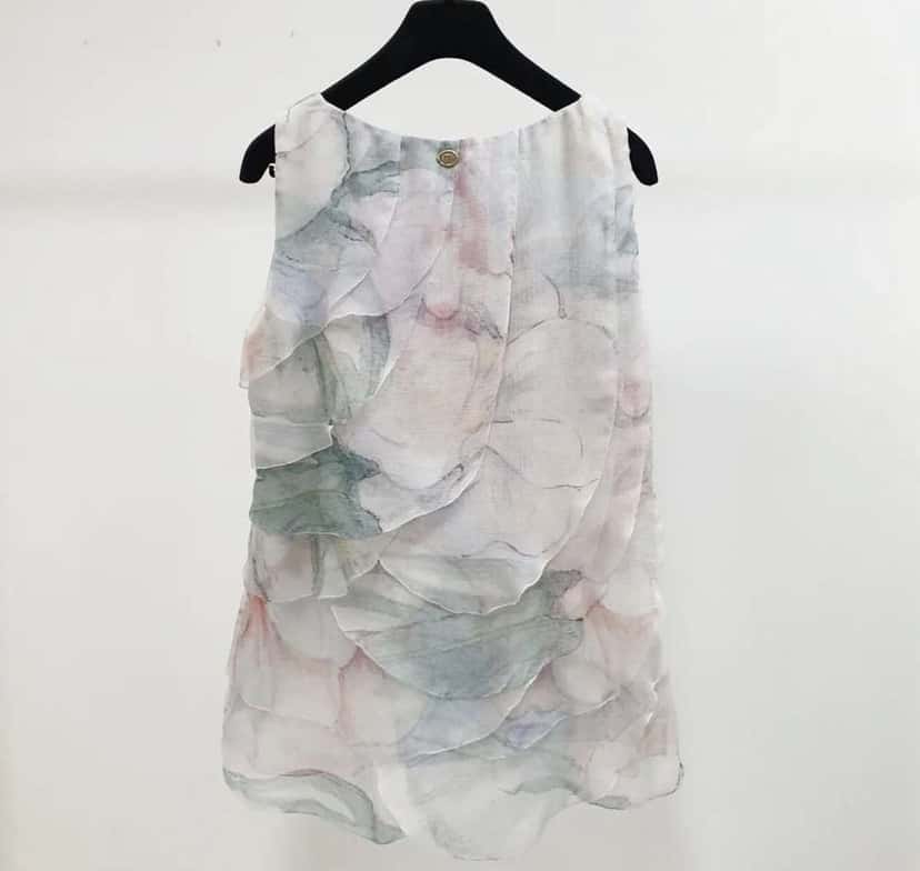 Chanel Floral Print Ruffle Blouse MultiColor Silk Very good condition - Box View