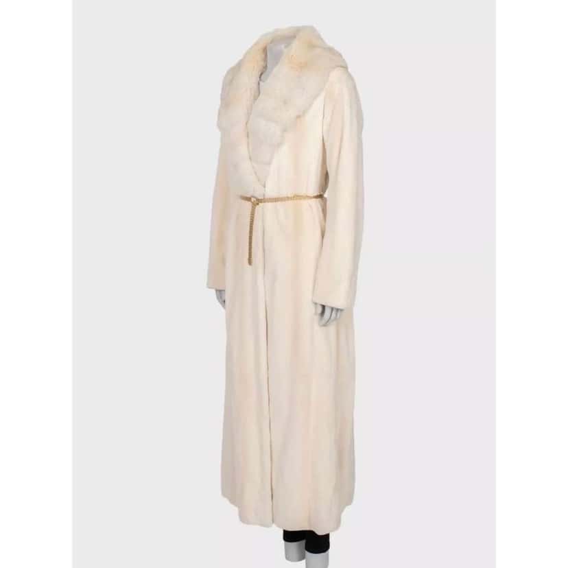 Fendi Maxi Coat with Belt Beige Cotton Very good condition - Back View
