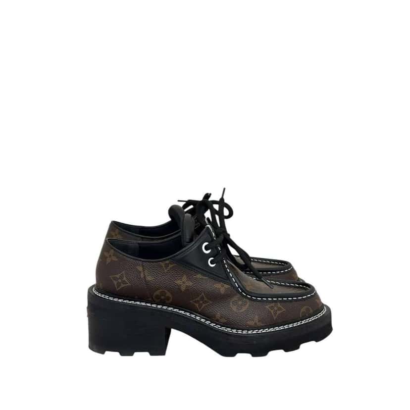 Louis Vuitton Monogram Beaubourg Platform Derby Black Leather Very good condition - Back View