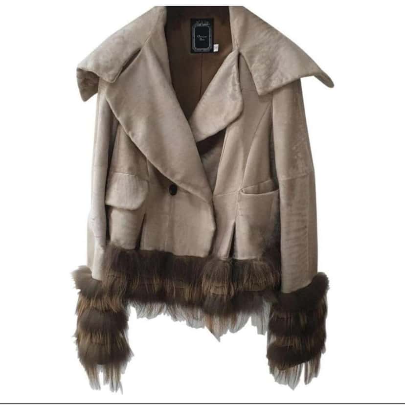 Dior Christian Trimmed Jacket Beige Leather Very good condition - Back View