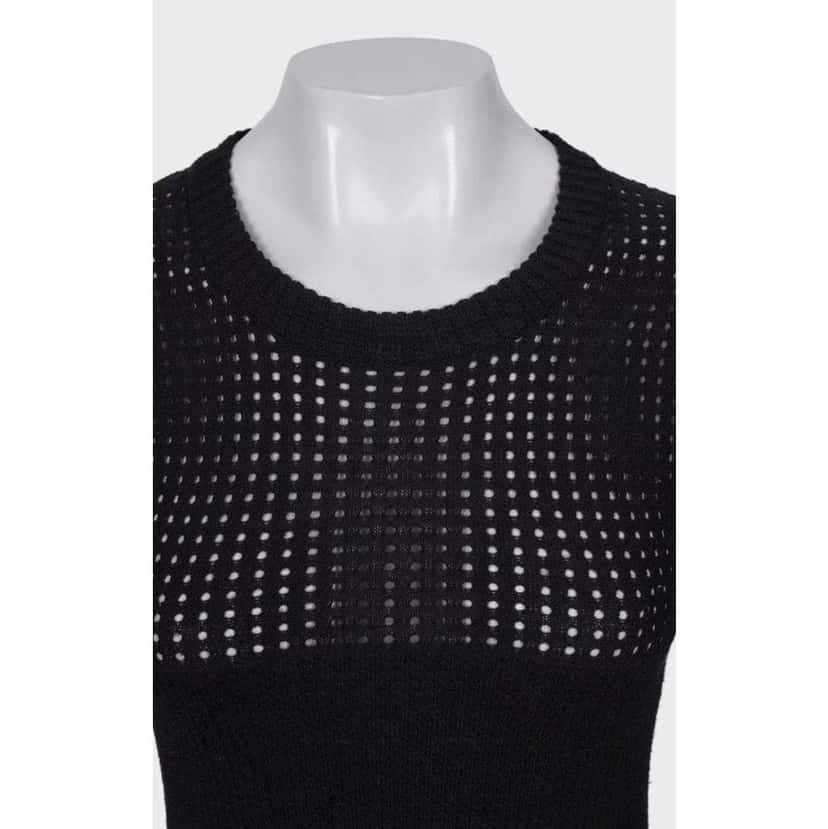 Alaïa Fitted Perforated Zipper Dress Black Cotton Very good condition - Model View