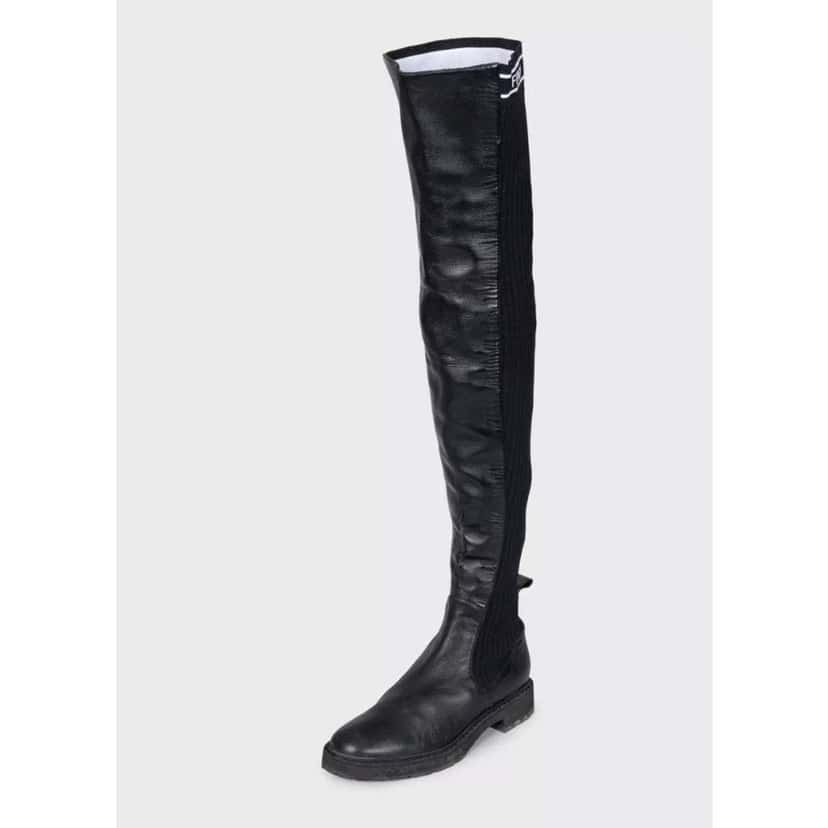 Fendi Over the Knee Boots Black Leather Good condition - Inside View