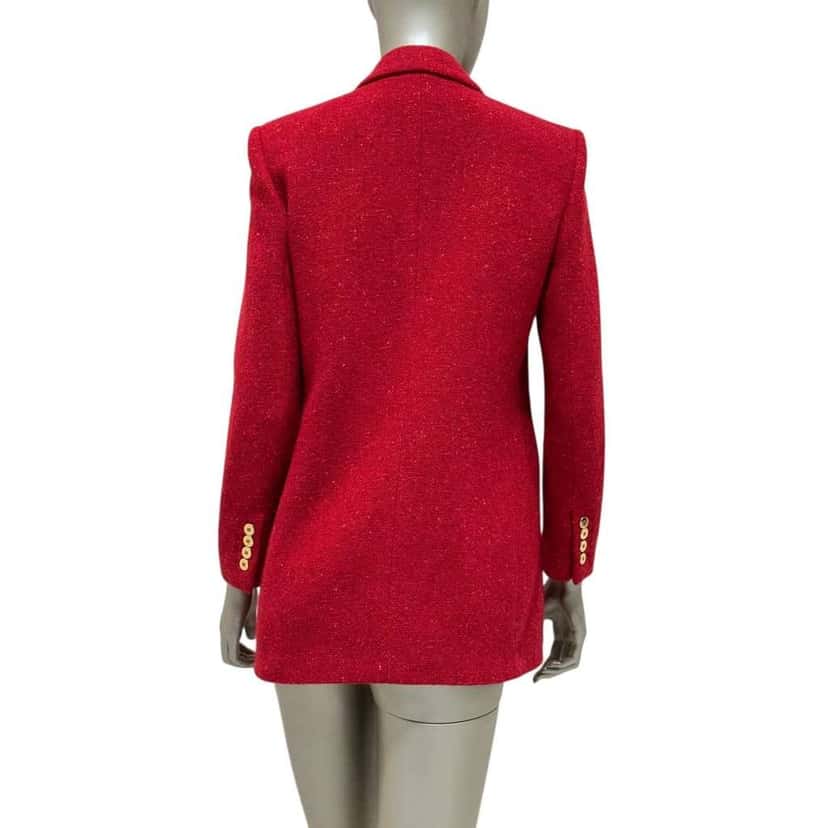 Saint Laurent Double Breasted Blazer Red Tweed Very good condition - Back View