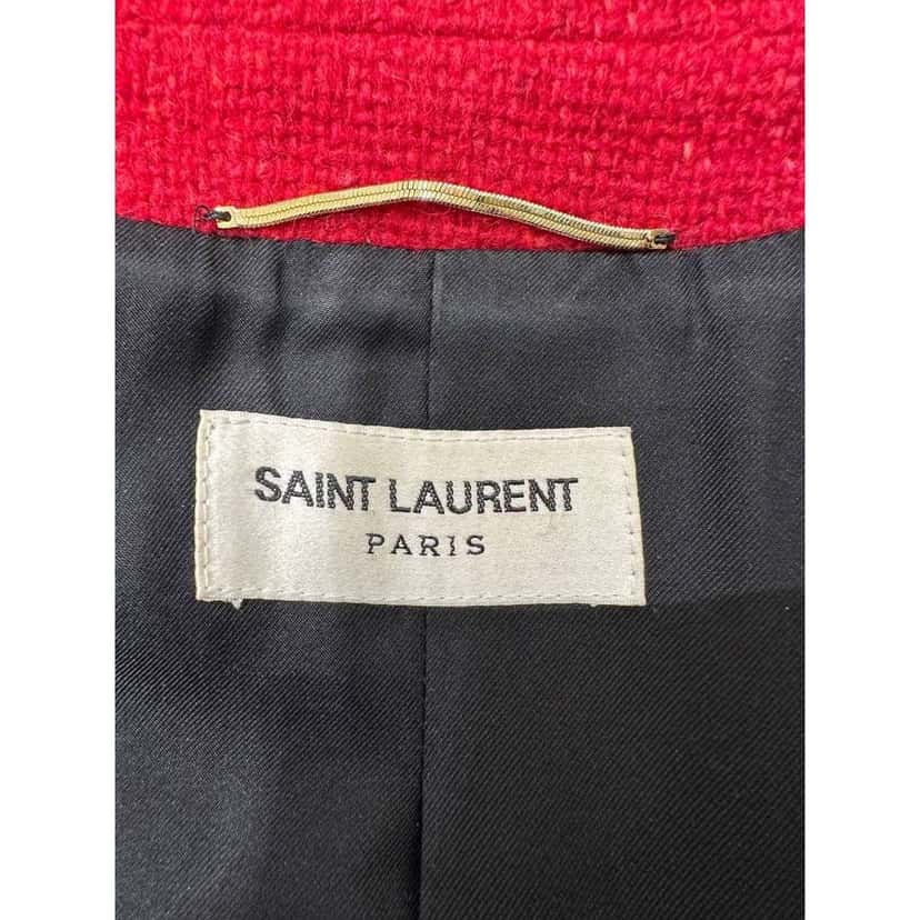 Saint Laurent Double Breasted Blazer Red Tweed Very good condition - Box View