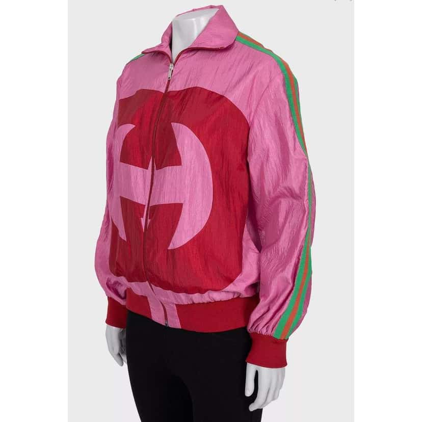 Gucci Logo Windbreaker Jacket Size 2018 Pink Cotton Very good condition - Back View