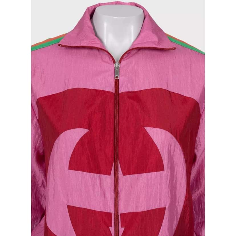 Gucci Logo Windbreaker Jacket Size 2018 Pink Cotton Very good condition - Model View