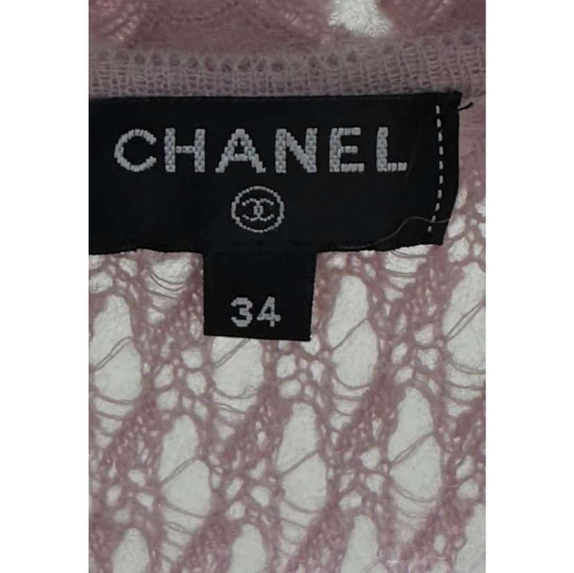 Chanel 17A Flower Trim Embroidery Knit Pink Cotton Very good condition - Model View