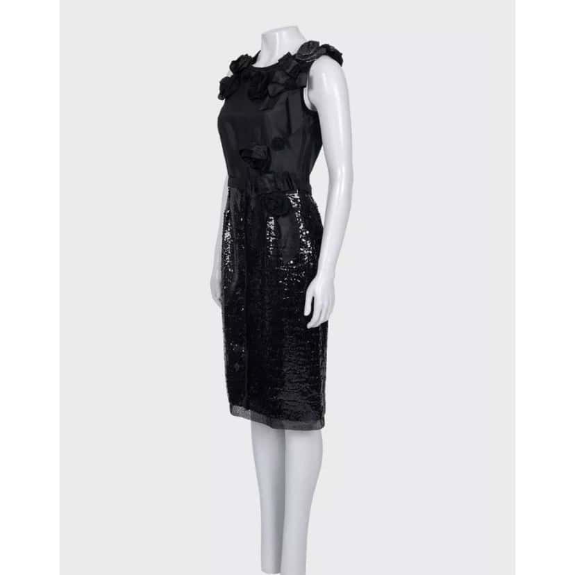 Dolce & Gabbana Sequin Floral Fitted Blend Dress Black Silk Good condition - Back View