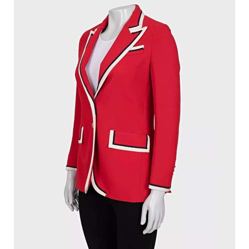 Gucci Fitted Jacket Contrast Trim Red Very good condition - Back View