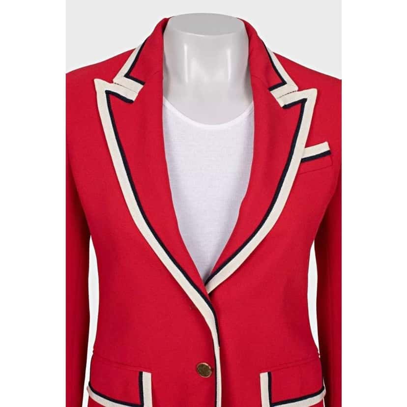 Gucci Fitted Jacket Contrast Trim Red Very good condition - Model View