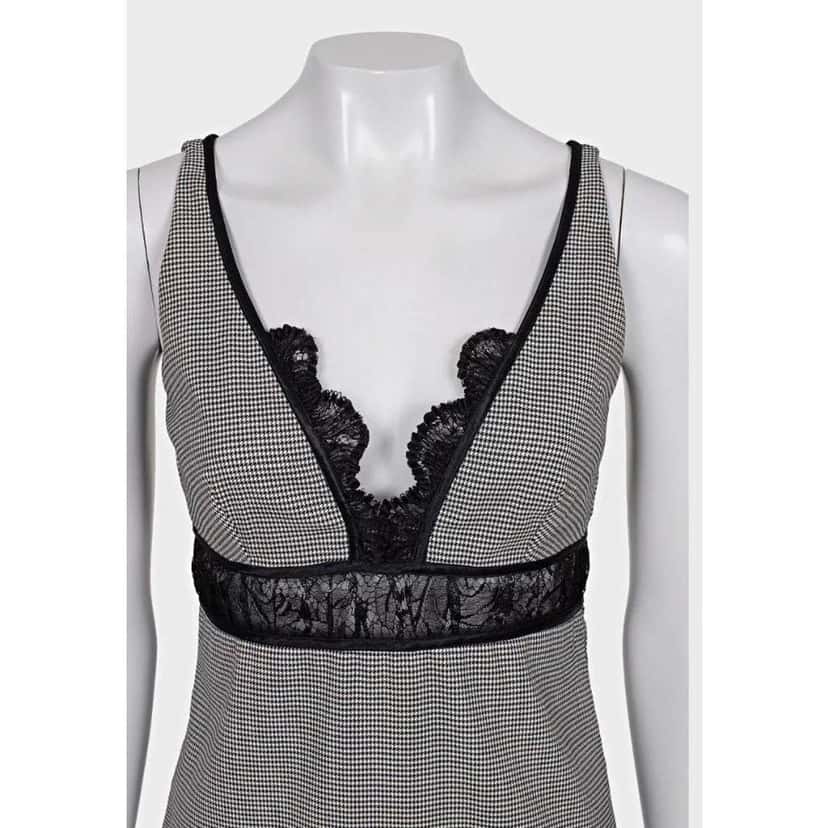 Roberto Cavalli Lace Blend Dress Black Wool Very good condition - Model View