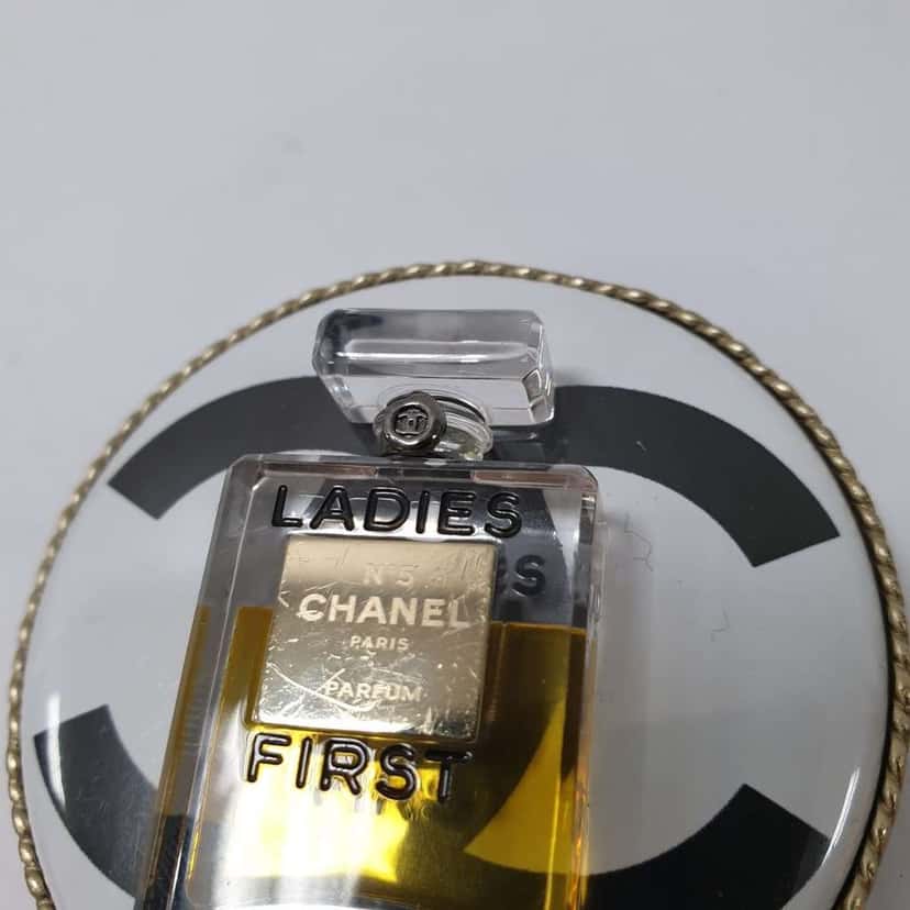 Chanel First Perfume Bottle Clear Brooch Black Very good condition - Back View
