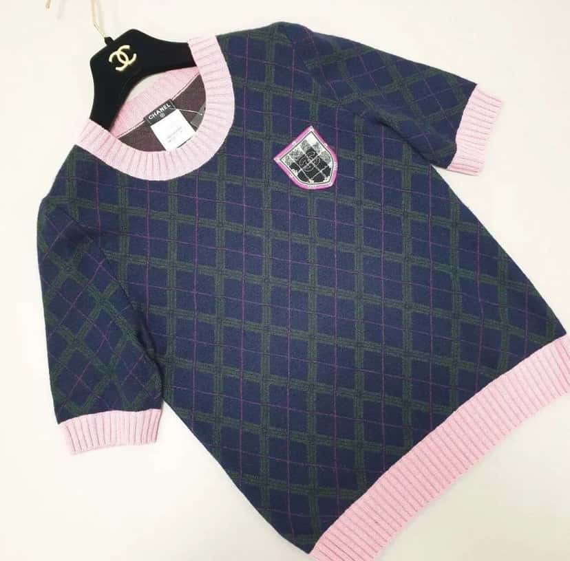 Chanel Top Shoulder Buttons Blue Cotton Very good condition - Inside View