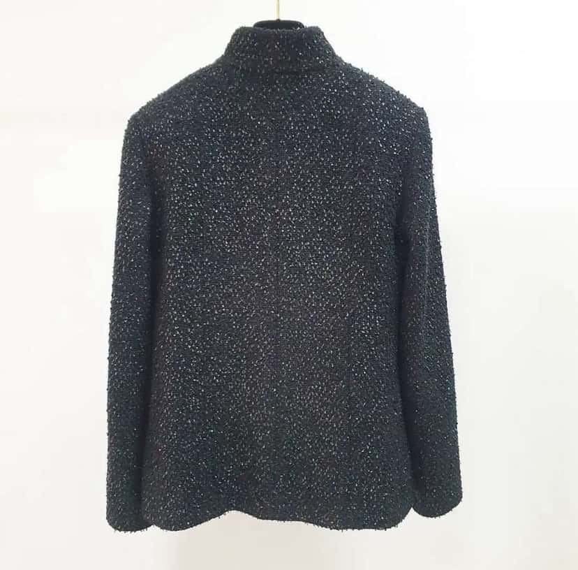 Chanel 19P METALLIC CC LOGO BUTTON Black Cotton Very good condition - Back View