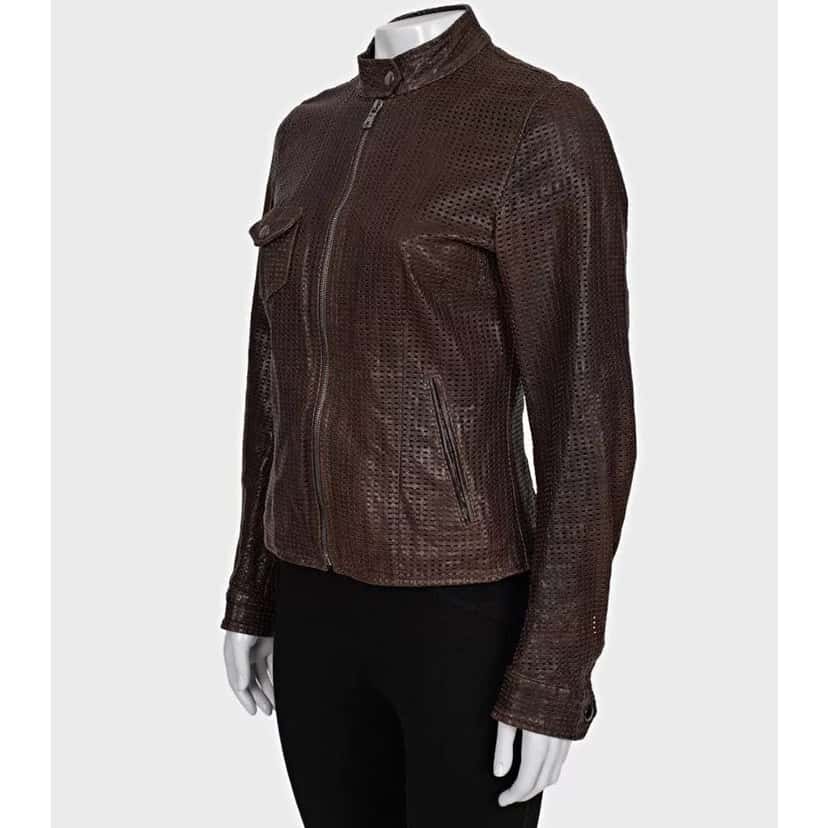 Dolce & Gabbana Perforated Jacket Brown Leather Good condition - Back View