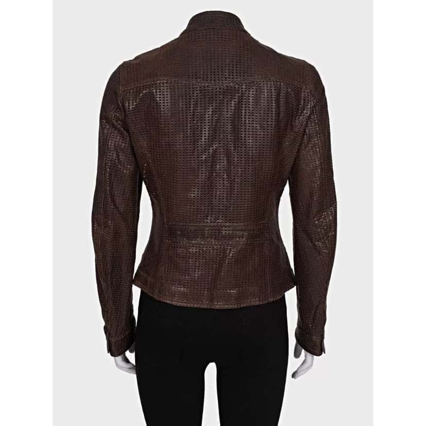 Dolce & Gabbana Perforated Jacket Brown Leather Good condition - Inside View