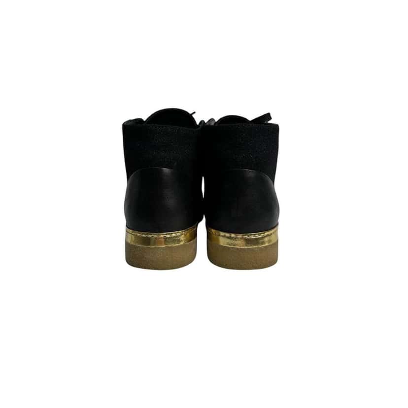 Chanel High Top Glitter Sneakers Booties Black Leather Very good condition - Model View