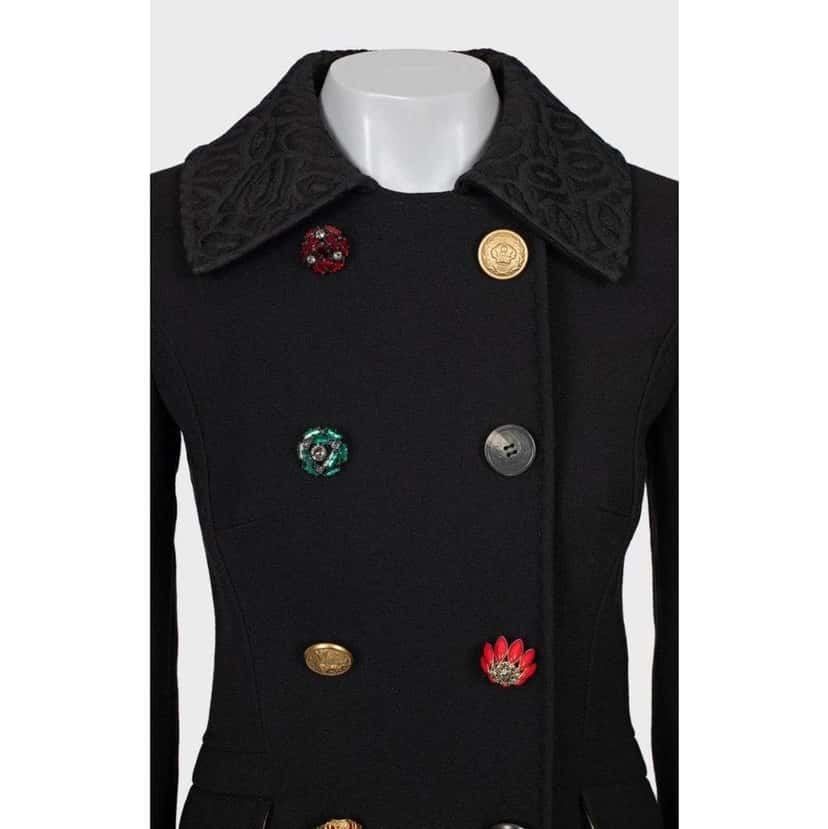 Dolce & Gabbana Coat with Buttons Black Wool Very good condition - Model View