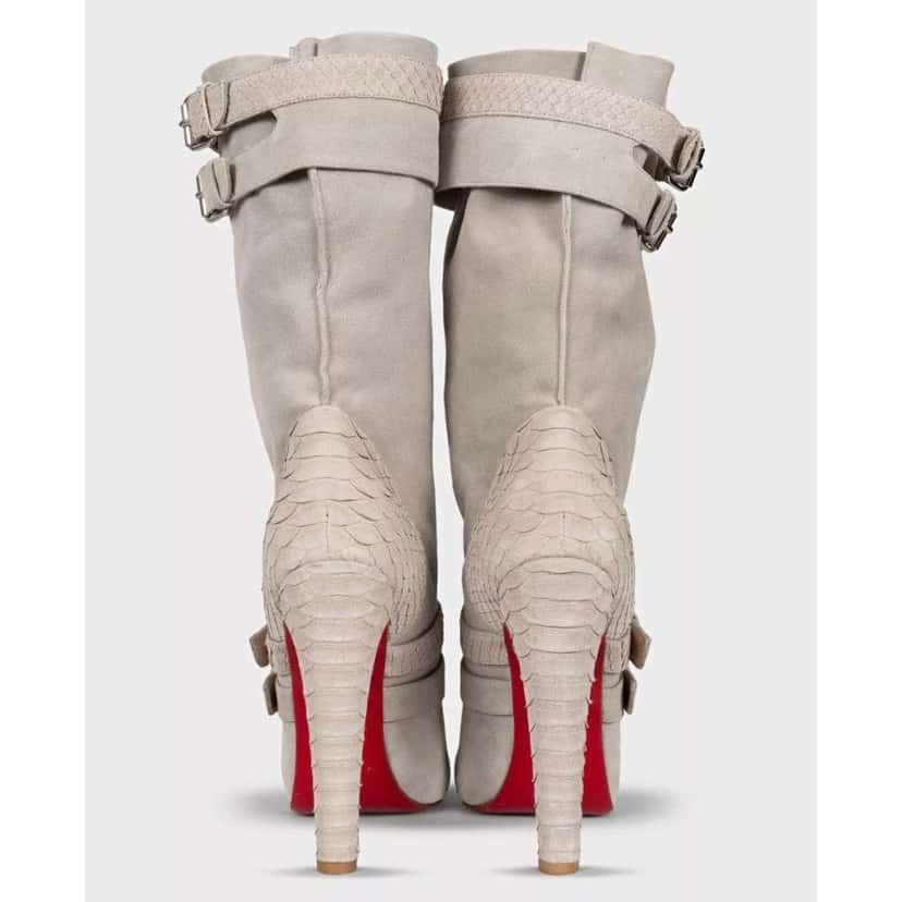 Christian Louboutin Boots Grey Leather Very good condition - Model View