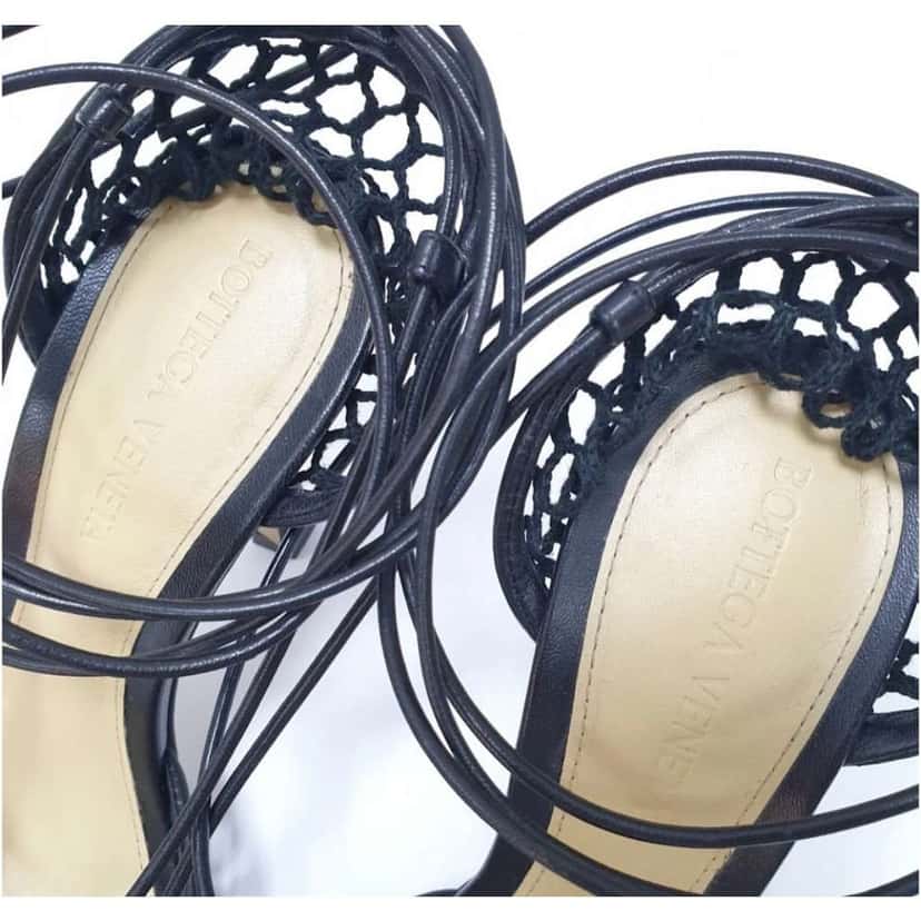 Bottega Veneta Stretch Square Toe Mesh Pumps Black Leather Very good condition - Inside View