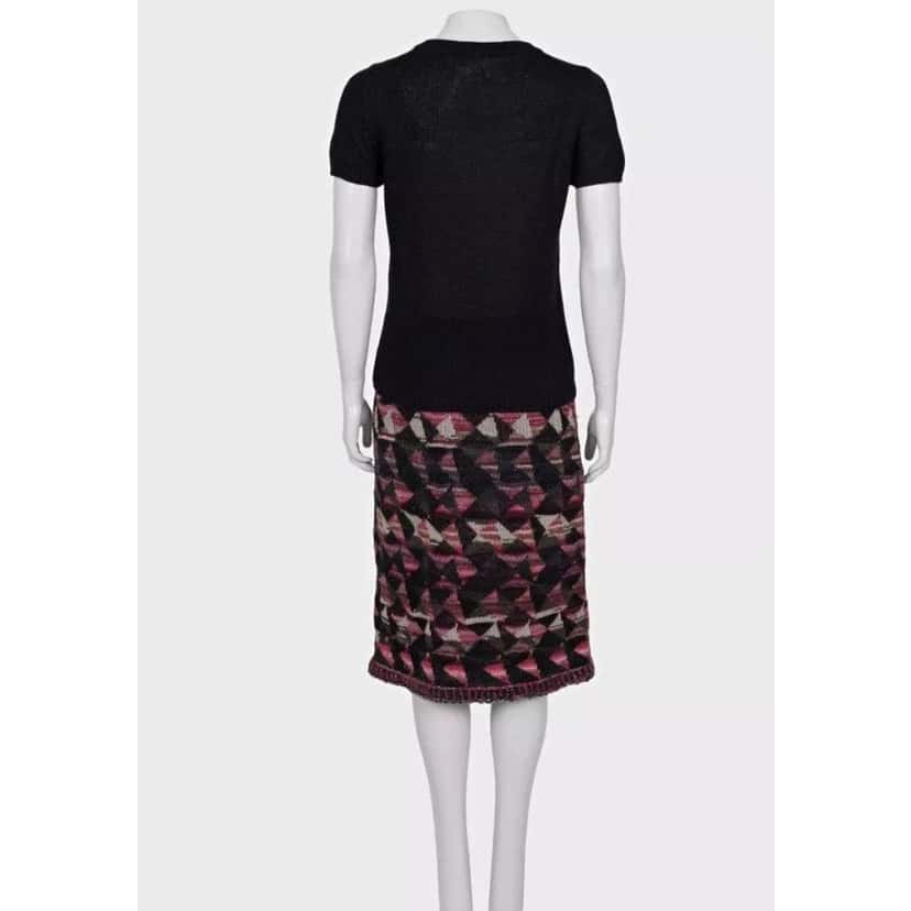 Chanel Geometric Knit Top Skirt Set Black Cotton Very good condition - Inside View